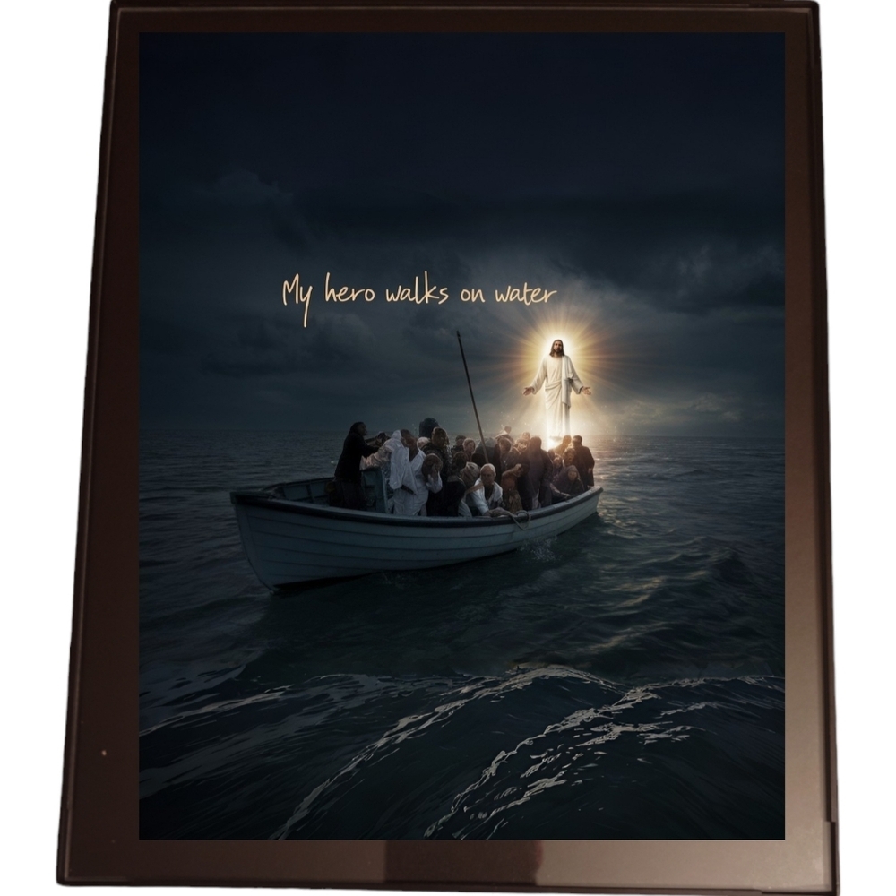 Jesus Walks On Water In A Frame 8x10 Picture AI Print